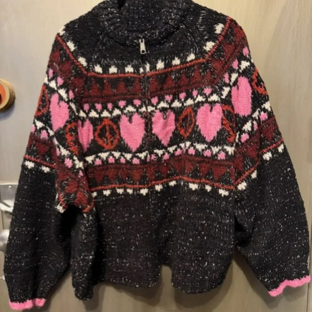 Pilcro Peace Love Icon Zip-Up Cardigan Sweater - Picture 5 of 16